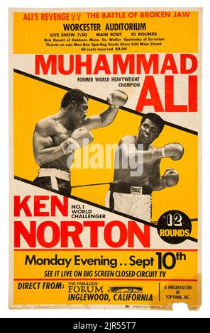 1973 Muhammad Ali gegen Ken Norton II – Closed-Circuit-Kampfposter Stockfoto