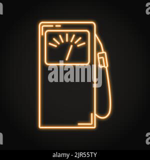 Neon-Tankstellensymbol im Line-Stil. Betankungsdienst, Benzinpumpe. Vektorgrafik. Stock Vektor