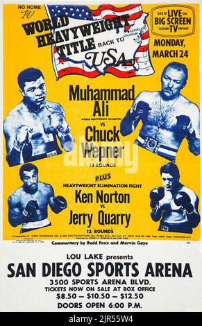 1975 Muhammad Ali vs. Chuck Wepner Closed Circuit Poster Stockfoto