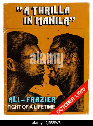 1975 Muhammad Ali gegen Joe Frazier III. „Thrilla in Manila“ Stockfoto