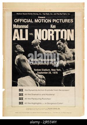 1976 Muhammad Ali gegen Ken Norton Offizielles Werbeposter für Motion Picturs Stockfoto