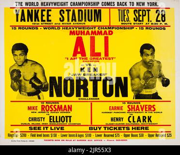 1976 Muhammad Ali gegen Ken Norton vor-Ort-Kampfposter Stockfoto