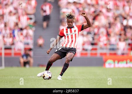 Bilbao, Spanien - 21. August 2022, Nico Williams von Athletic während der spanischen Meisterschaft La Liga Fußballspiel zwischen Athletic Club und Valencia CF am 21. August 2022 im San Mames Stadion in Bilbao, Spanien - Foto: Ricardo Larreina/DPPI/LiveMedia Kredit: Unabhängige Fotoagentur/Alamy Live News Stockfoto