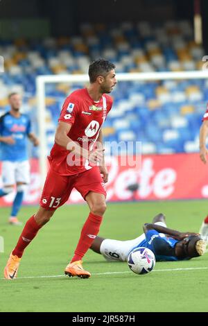 Neapel, Italien. 21. August 2022. Ranocchia Andrea (Monza) während SSC Napoli gegen AC Monza, italienische Fußballserie A Spiel in Neapel, Italien, August 21 2022 Quelle: Independent Photo Agency/Alamy Live News Stockfoto