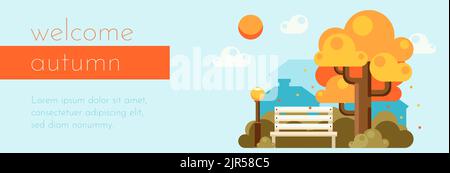 Flache horizontale Banner Set für Herbstfeier Vektor-Illustration Stock Vektor