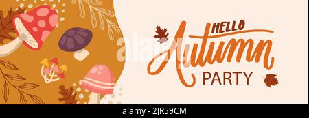Flache horizontale Banner Set für Herbstfeier Vektor-Illustration Stock Vektor