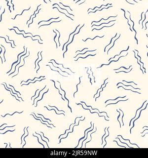 Handgezeichnete Artsy Waves Vektor Nahtloses Muster Stock Vektor