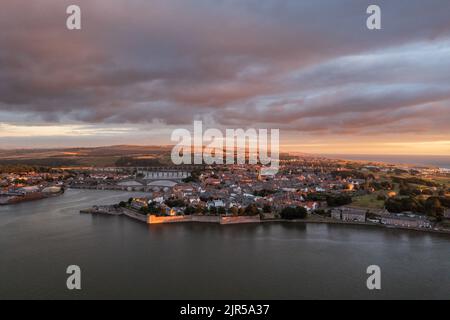 Luftaufnahme von Berwick upon Tweed, Englands nördlichster Stadt. Stockfoto