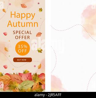 Aquarell vertikale Banner Set für Herbstfeier Vektor-Illustration Stock Vektor