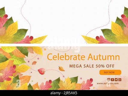 Aquarell horizontale Banner Set für Herbstfeier Vektor-Illustration Stock Vektor