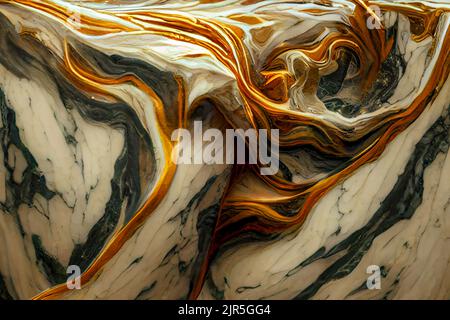 Abstrakte Goldtapete Aus Rosso Levanto-Marmor. Digital Art 3D-Illustration Stockfoto