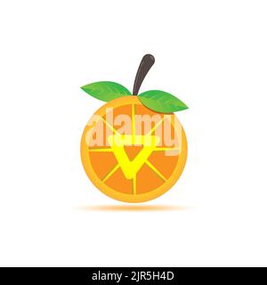 Vektor-Illustration mit frischem orangefarbenem Logo. Orange Fruit Logo Konzept für Business und Social Media Element. Stock Vektor