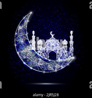 Islamische Moschee Mond Vektor geometrische polygonale Hintergrund Stock Vektor