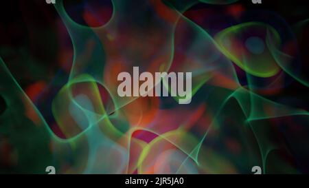 Nebelähnliche Formen auf schwarz, 3D Rendering, abstrakter Hintergrund Stockfoto