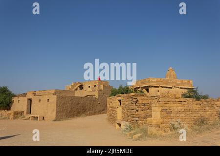 Kuldhara ist ein verlassenes Dorf im Jaisalmer Distrikt von Rajasthan, Indien. Um das 13.. Jahrhundert gegründet, war es einst ein wohlhabendes Dorf. Stockfoto