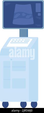 Halbflaches Farbvektorobjekt des Ultraschallscanners Stock Vektor