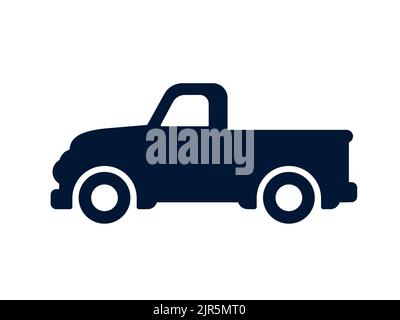 Klassische vintage Retro Pickup-LKW-Symbol. Schwarze Silhouette. Seitenansicht. Vektorgrafik flach. Das isolierte Objekt auf weißem Hintergrund. Stock Vektor