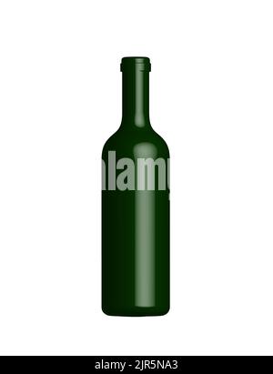 Flasche dunkelgrünes Glas. Vektorgrafik. Leeres Bild mit 3D Getränkebehältern. Realistische Flasche isoliert auf weißem Hintergrund Stock Vektor