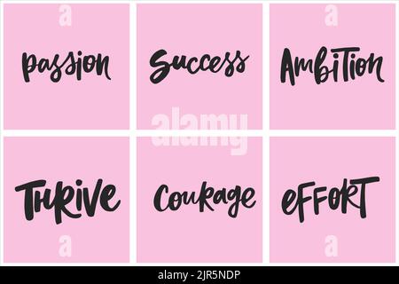 Handschriftliche Worte über den Erfolg. Sammlung von kreativen Kalligraphie für Plakate, Karten, etc. Stock Vektor