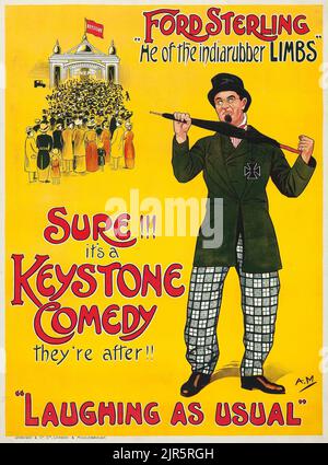 Vintage Filmplakat - Ford Sterling (Keystone, ca. Anfang 1910s). Britische Aktien Stockfoto