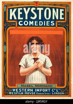 Vintage Filmplakat - Mabel Normand (Keystone - Wesfilm House, c. L 1910s, S. Britische Aktien Stockfoto