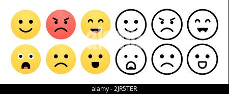 Emoji Smile Vektor Gesicht Cartoon-Symbol. Emoticon glücklich lachen Symbol Charakter Ausdruck Stock Vektor