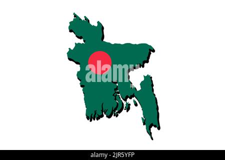 Silhouette der Karte von bangladesch mit ihrer Flagge Stockfoto