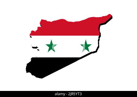 Silhouette der Karte von Syrien mit ihrer Flagge Stockfoto