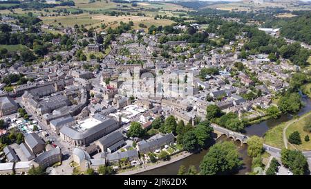 Bakewell Stadt Derbyshire Peak District UK Drohne Luftaufnahme Stockfoto