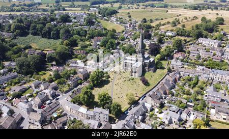 Bakewell Stadt Derbyshire Peak District UK Drohne Luftaufnahme Stockfoto