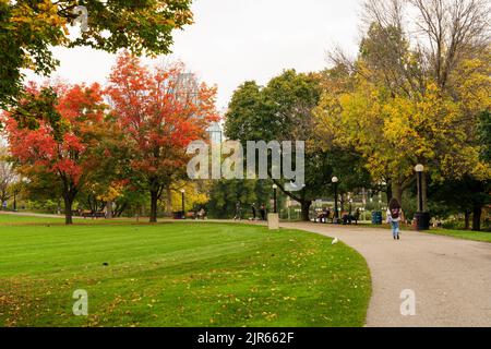 Ottawa, Ontario, Kanada - Oktober 16 2021 : Majors Hill Park Herbstlandschaft mit roten Blättern. Stockfoto