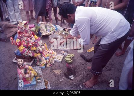 Ganpati Festival, Immersion Process, Mumbai, Maharashtra, Indien. Stockfoto