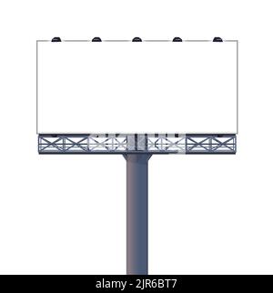 Plakatwand auf der Straße. Infotafel für Straßenwerbung. Werbeaktion realistisches Banner leer. Vektorgrafik Modell. Bild auf Weiß aufstossen Stock Vektor