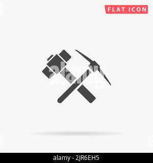 Flachvektorsymbol für das Mining. Handgezeichnete Design-Illustrationen. Stock Vektor