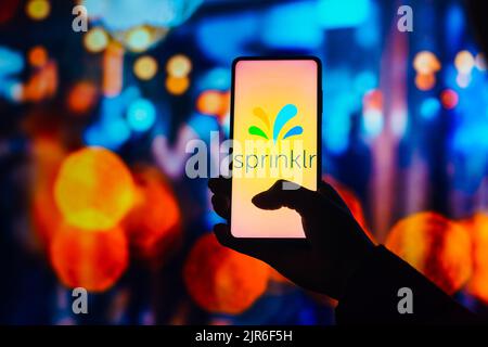Brasilien. 22. August 2022. In dieser Abbildung wird das Sprinklr-Logo auf einem Smartphone-Bildschirm angezeigt. (Bild: © Rafael Henrique/SOPA Images via ZUMA Press Wire) Stockfoto