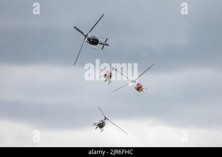 Gazelle Squadron 4-Ship Display Team, in der Luft auf der Fly Navy Airshow in Shuttleworth am 3.. Juli 2022 Stockfoto