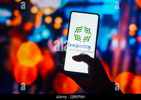 Brasilien. 22. August 2022. In dieser Abbildung wird das Insperity-Logo auf einem Smartphone-Bildschirm angezeigt. (Bild: © Rafael Henrique/SOPA Images via ZUMA Press Wire) Stockfoto