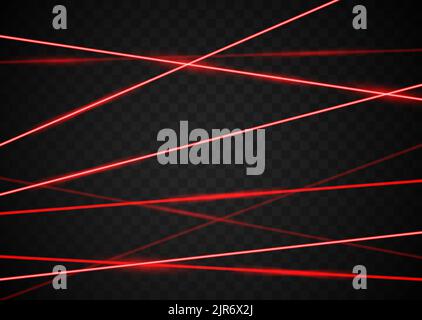 Laserstrahl rotes Licht. Vektor-Laserstrahl Linie Strahl Glühen Effekt Energie Stock Vektor