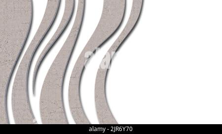 Ein 3D Rendering-Bild von vielen gebogenen weißen Betonwänden. Stockfoto