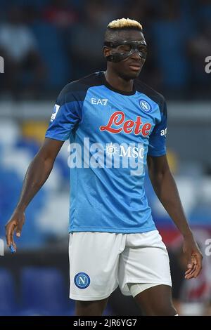 Neapel, Italien. 21 August 2022. Victor Osimhen von SSC Napoli während der Serie Ein Spiel zwischen SSC Napoli und AC Monza im Stadio Diego Armando Maradona Neapel Italien am 21. August 2022. Kredit:Franco Romano/Alamy Live Nachrichten Stockfoto