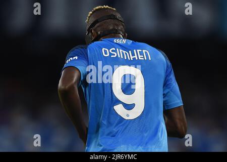 Neapel, Italien. 21 August 2022. Victor Osimhen von SSC Napoli während der Serie Ein Spiel zwischen SSC Napoli und AC Monza im Stadio Diego Armando Maradona Neapel Italien am 21. August 2022. Kredit:Franco Romano/Alamy Live Nachrichten Stockfoto