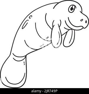 Manatee isolierte Malseite für Kinder Stock Vektor