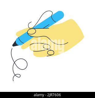 Bunte Hände halten Stift. Verschiedene Gesten zeichnen Vektor. Stock Vektor