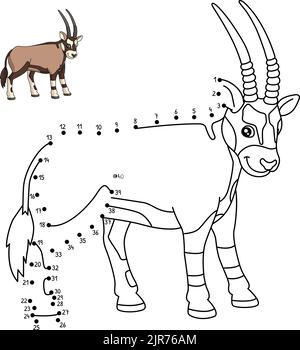 Punkt zu Punkt Oryx Malseite für Kinder Stock Vektor