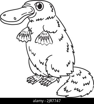 Platypus isolierte Malseite für Kinder Stock Vektor