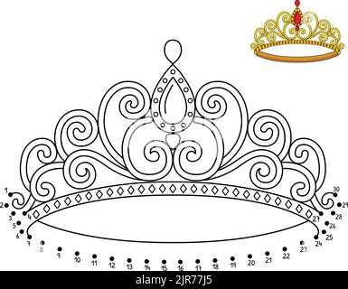 Dot to Dot Princess Crown Coloring Page Stock Vektor