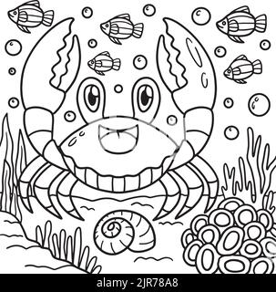 Red Jamaican Crab Coloring Page für Kinder Stock Vektor
