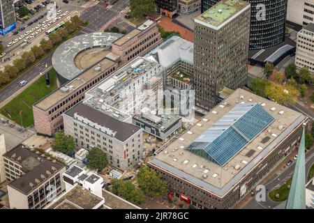 Luftaufnahme, Stadt- und Staatsbibliothek Dortmund und Bauarbeiten an der Sparkasse Dortmund im Stadtteil Dortmund, Ruhrgebiet, Nordrhein-Westfalen Stockfoto