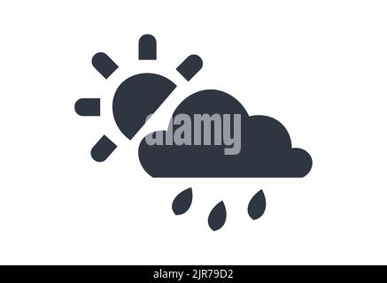 Monochromatische Chance auf Duschen und teilweise sonnige Ikone. Konzept von Wetter und Vorhersage. Stock Vektor