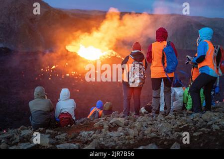 Meradalir Vulkan Erupting, Island 2022 Stockfoto